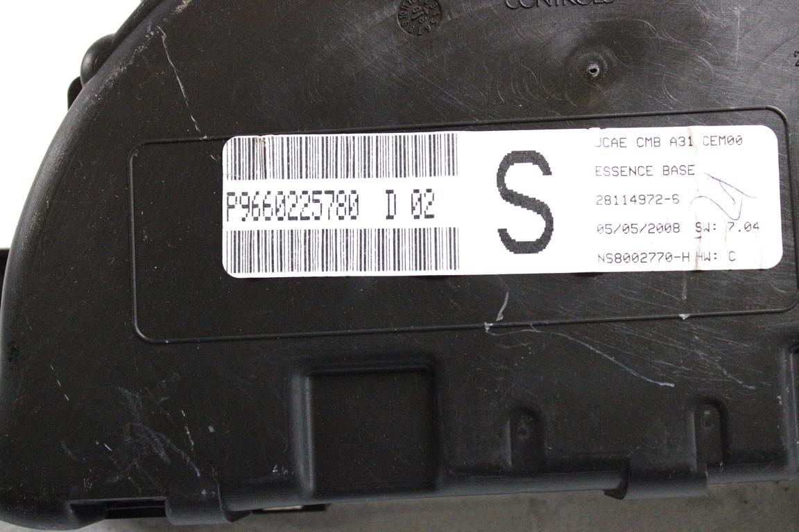 9660225780 QUADRO STRUMENTI CONTACHILOMETRI CITROEN C3 1.1 B 44KW 5M 5P (2008) RICAMBIO USATO