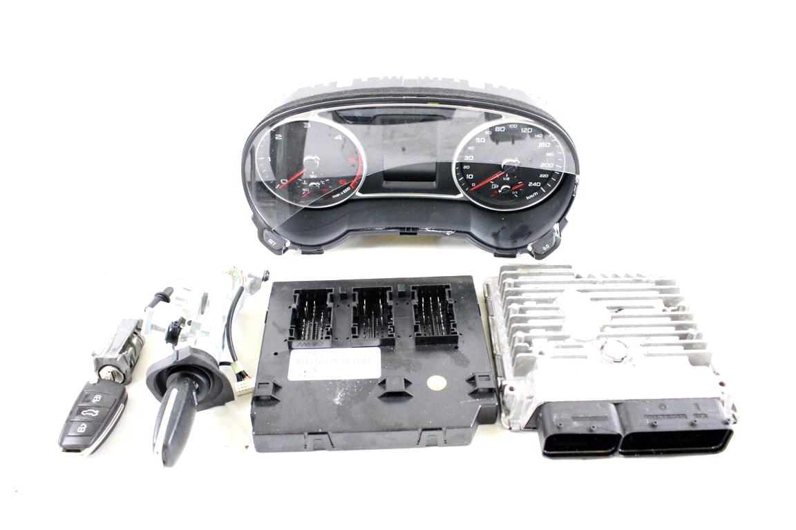 03L906023QA KIT ACCENSIONE AVVIAMENTO AUDI A1 1.6 D 66KW 5M 5P (2014) RICAMBIO USATO QUADRO STRUMENTI TRASPARENTE DANNEGGIATO, CON CENTRALINA MOTORE, BLOCCHETTI ACCENSIONE APERTURA CON CHIAVE 8X0907063N 1K0905851B 8X0920930P