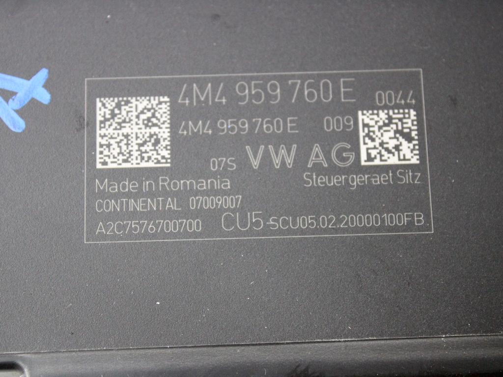 4M4959760E CENTRALINA MODULO SEDILE ANTERIORE AUDI Q8 3.0 D 210KW AUT 5P 4X4 (2020) RICAMBIO USATO