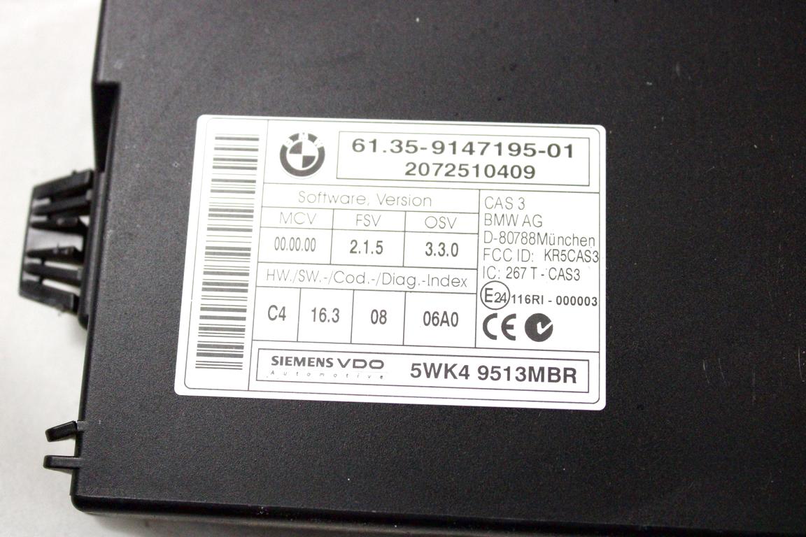 7809000 KIT ACCENSIONE AVVIAMENTO BMW SERIE 3 320D E90 2.0 D 130KW 6M 4P (2008) RICAMBIO USATO CON CENTRALINA MOTORE BLOCCHETTI ACCENSIONE APERTURA CON CHIAVE 51247167321 61359147195