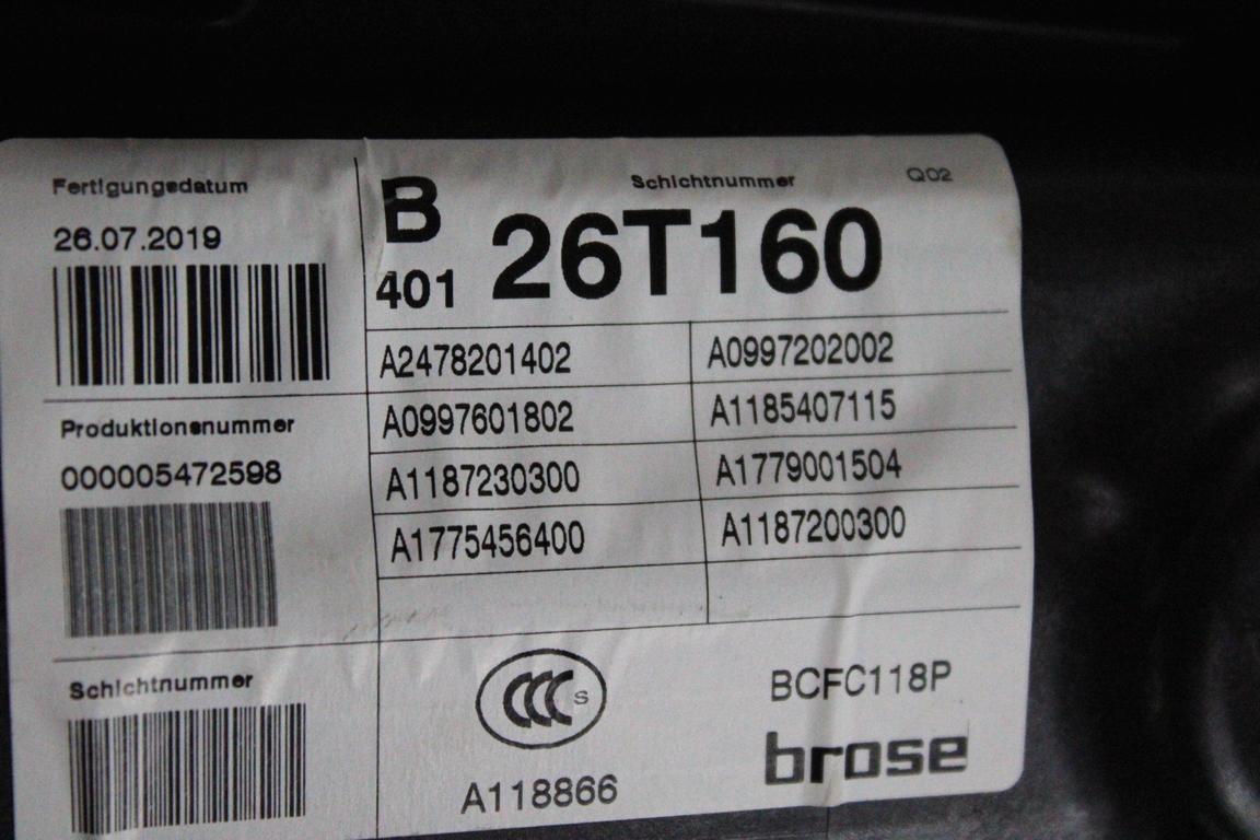 A1187200300 MOTORINO MECCANISMO ALZA-VETRO ALZA-CRISTALLO PORTA ANTERIORE DESTRA MERCEDES CLASSE CLA 180 C118 1.3 B 100KW AUT 4P (2019) RICAMBIO USATO A0009061607