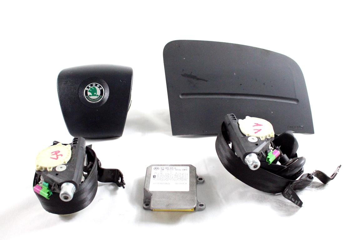 1C0909605K KIT AIRBAG SKODA FABIA 1.2 B 51KW 5M 5P (2007) RICAMBIO USATO CON PRETENSIONATORI CINTURE DI SICUREZZA, CENTRALINA AIRBAG, AIRBAG VOLANTE GUIDATORE, AIRBAG PASSEGGERO 5J0880201B 5J1880202A