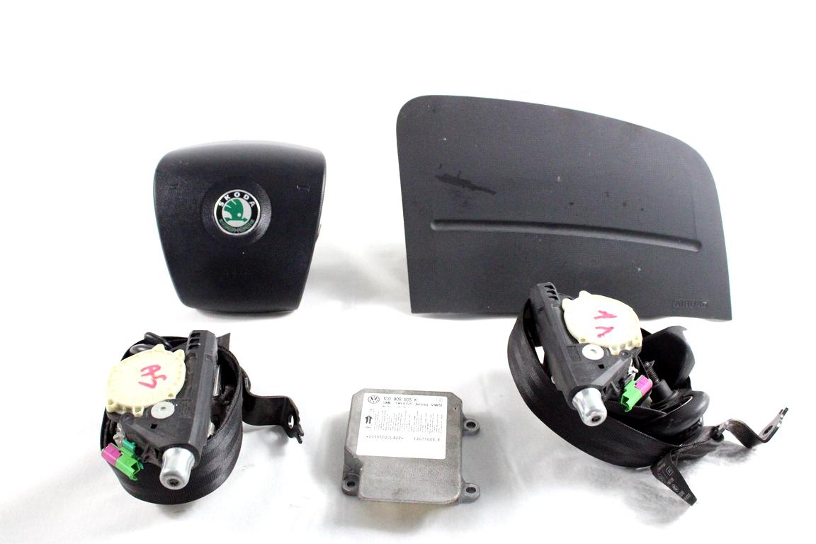 1C0909605K KIT AIRBAG SKODA FABIA 1.2 B 51KW 5M 5P (2007) RICAMBIO USATO CON PRETENSIONATORI CINTURE DI SICUREZZA, CENTRALINA AIRBAG, AIRBAG VOLANTE GUIDATORE, AIRBAG PASSEGGERO 5J0880201B 5J1880202A