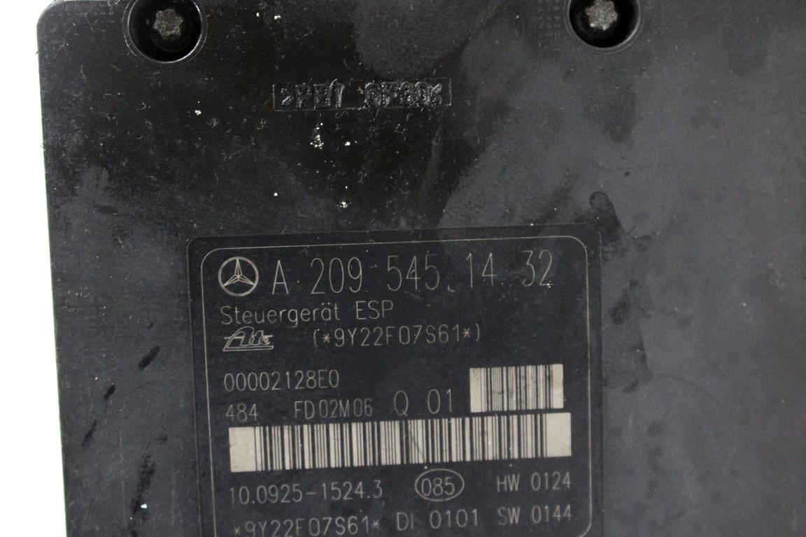 A2095451432 CENTRALINA POMPA AGGREGATO ABS MERCEDES CLASSE C C180 W203 1.8 B 105KW 6M 4P (2003) RICAMBIO USATO 10.0925-15240.3 00002128E0