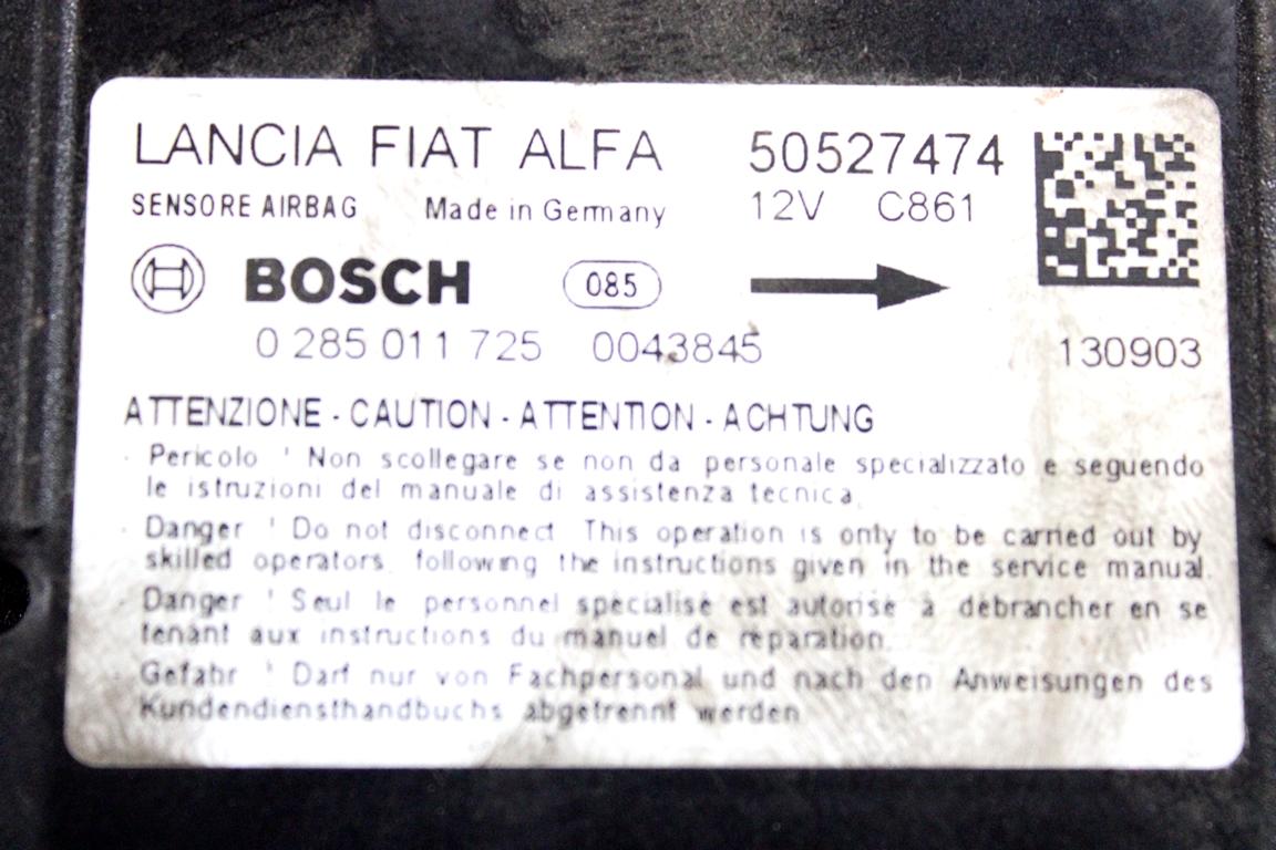 50527474 KIT AIRBAG ALFA ROMEO GIULIETTA 1.6 D 77KW 6M 5P (2014) RICAMBIO USATO CON CENTRALINA AIRBAG, AIRBAG VOLANTE GUIDATORE, AIRBAG PASSEGGERO, CRUSCOTTO 0285011725 50509581 156105806