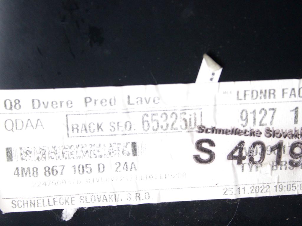 4M8867105D24A PANNELLO INTERNO PORTA ANTERIORE SINISTRA CON RIVESTIMENTO IN ALCANTARA AUDI Q8 3.0 D 210KW AUT 5P 4X4 (2020) RICAMBIO USATO