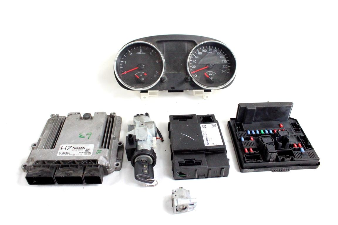 23710BB58E KIT ACCENSIONE AVVIEMENTO NISSAN QASHQAI 1.6 D 96KW 6M 5P (2013) RICAMBIO USATO CON CENTRALINA MOTORE, QUADRO STRUMENTI, BLOCCHETTI ACCENSIONE APERTURA CON CHIAVE 0281019035 2009DJ3410 284B2BR02A 284B7BB00C 24810BR52B