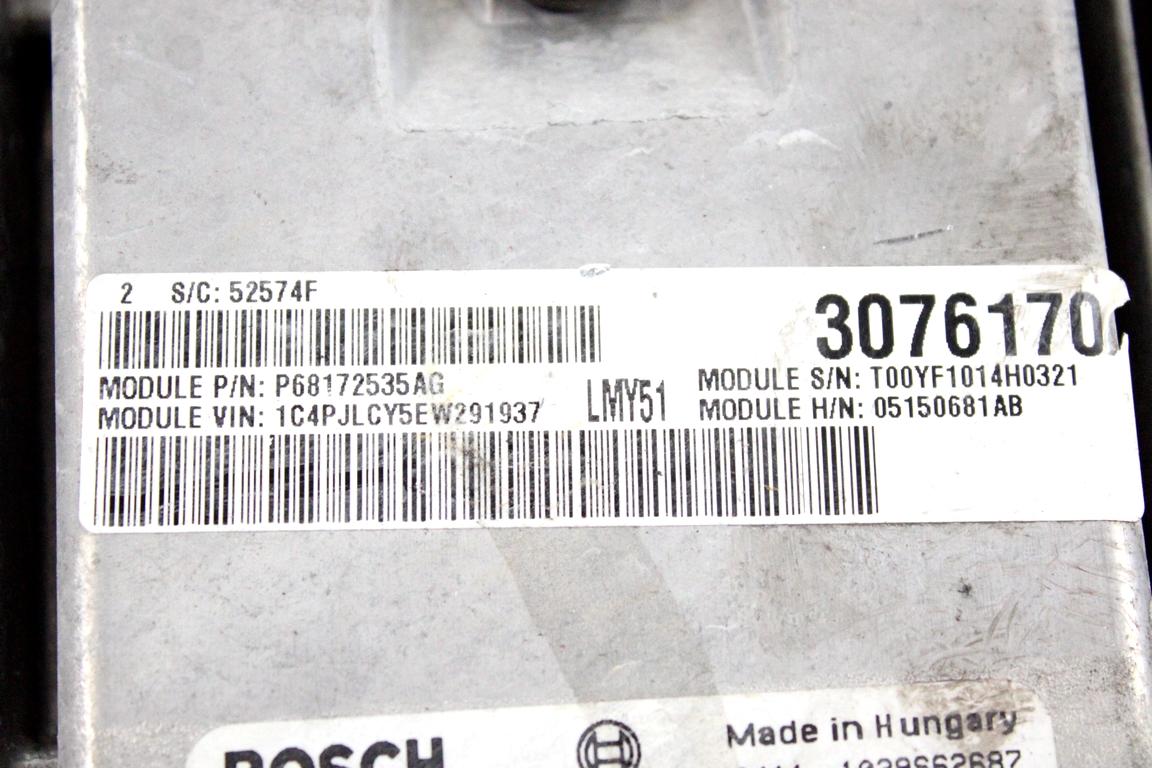 05150681AB KIT ACCENSIONE AVVIAMENTO JEEP CHEROKEE 2.0 D 103KW 6M 5P (2015) RICAMBIO USATO CON CENTRALINA MOTORE, BLOCCHETTI ACCENSIONE APERTURA CON CHIAVE 0281019329 68172535AG 56046989AC 68145593AD 68233380AC