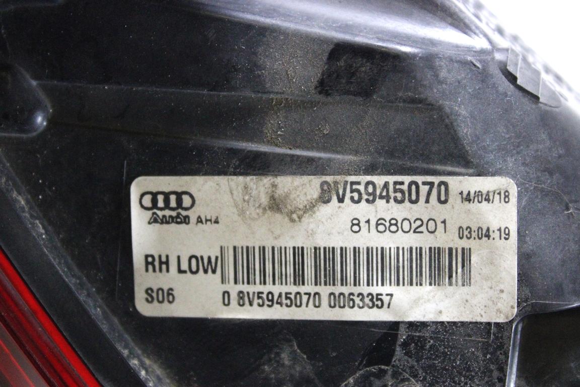 8V5945070 FARO FANALE POSTERIORE DESTRO PARTE ESTERNA AUDI A3 2.0 D 4X4 110KW AUT 2P (2018) RICAMBIO USATO