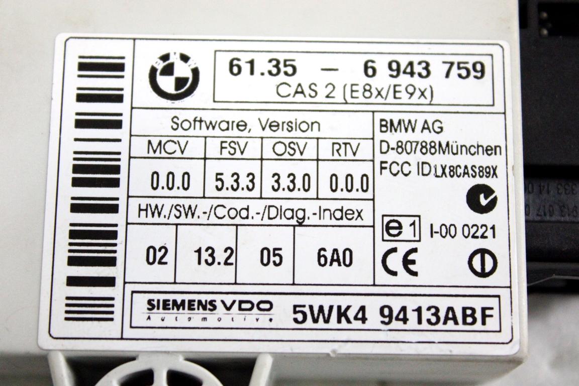 7795844 KIT ACCENSIONE AVVIAMENTO BMW SERIE 1 118 D E87 2.0 D 90KW 6M 5P (2004) RICAMBIO USATO CON CENTRALINA MOTORE, BLOCCHETTI ACCENSIONE APERTURA CON DOPPIA CHIAVE 0281011631 61356943759 6933708