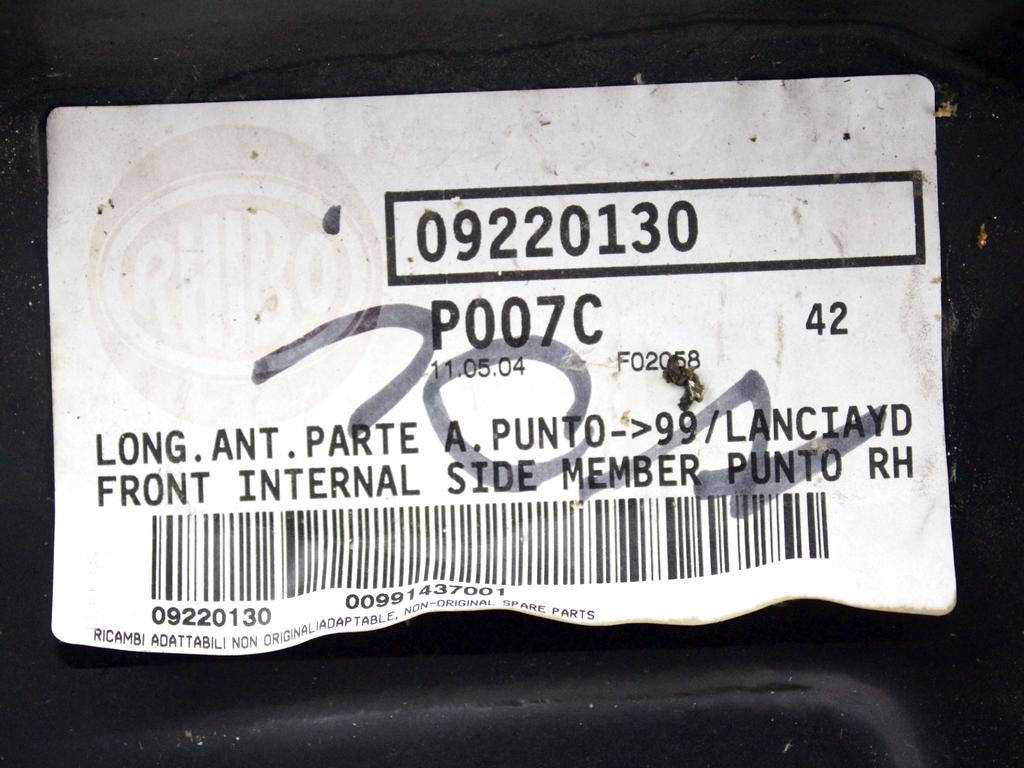 46422492 LONGHERONE OSSATURA PUNTONE LONGITUDINALE ANTERIORE DESTRO FIAT PUNTO 1.1 40KW 5P B 5M (1995) RICAMBIO NUOVO