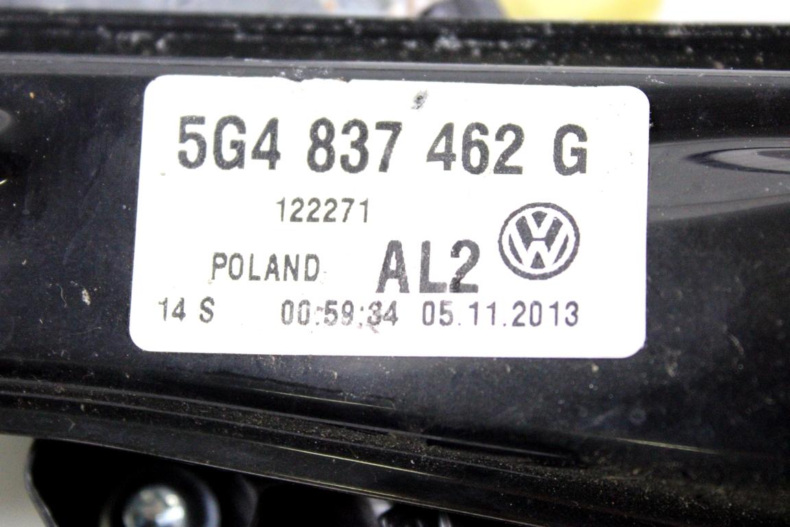 5G4837462G MOTORINO MECCANISMO ALZA-VETRO ALZA-CRISTALLO PORTA ANTERIORE DESTRA VOLKSWAGEN GOLF 7 1.6 D 66KW 5M 5P (2014) RICAMBIO USATO 5Q0959802B