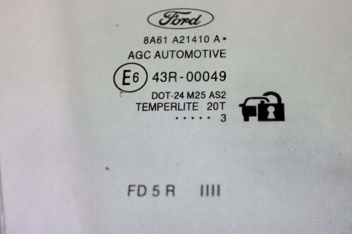 1680515 VETRO SCENDENTE PORTA ANTERIORE DESTRA FORD FIESTA 1.4 G 71KW 5M 5P (2013) RICAMBIO USATO