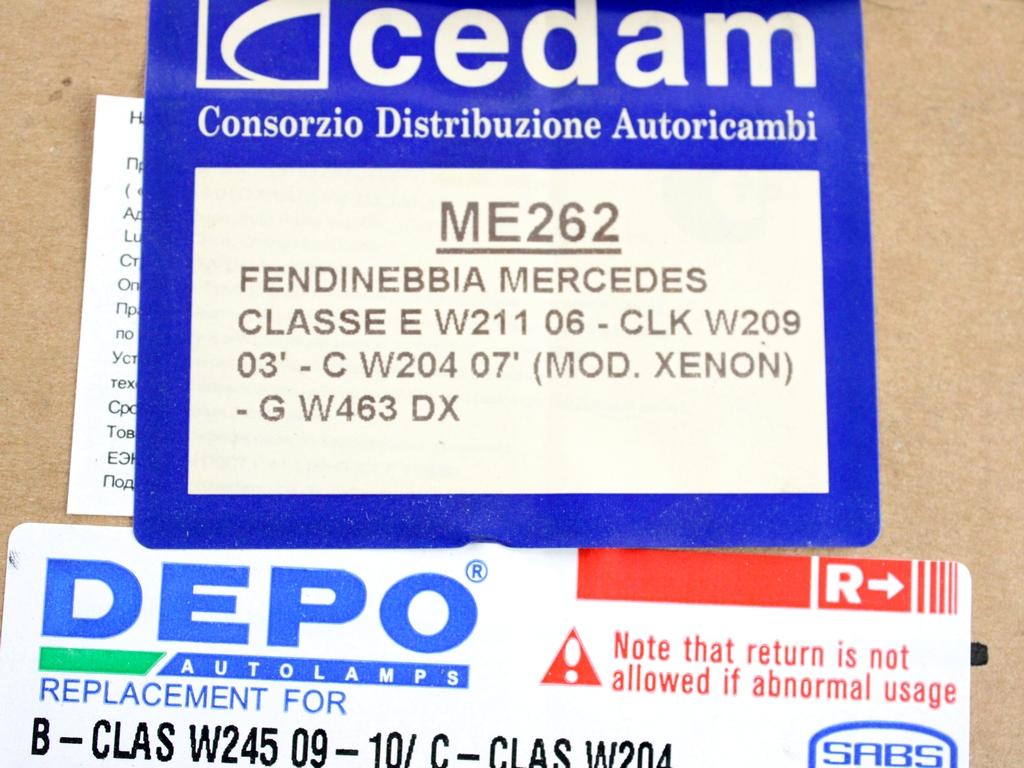 A1698201656 FARO FANALE PROIETTORE FENDINEBBIA ANTERIORE DESTRO MERCEDES CLASSE E W211 2.2 D 100KW 6M 4P (2007) RICAMBIO NUOVO