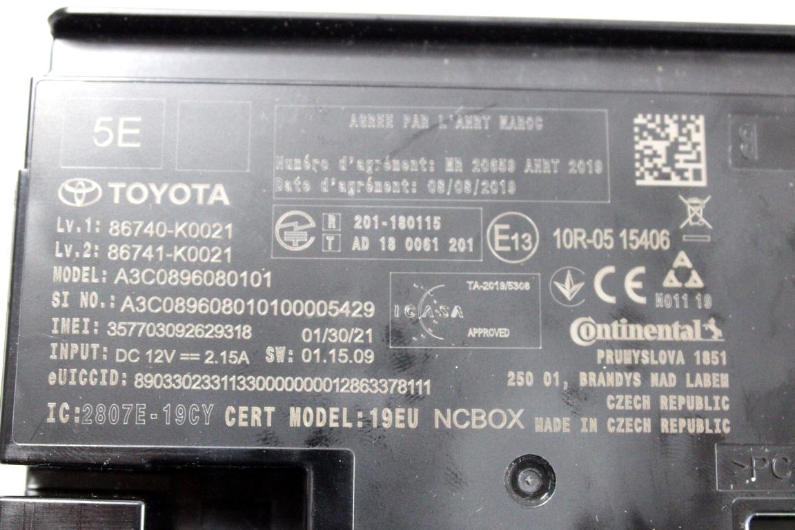 86740-K0021 CENTRALINA TELEFONO MODULO CHIAMATA DI EMERGENZA TOYOTA YARIS P21 1.5 I 68KW AUT 5P (2021) RICAMBIO USATO