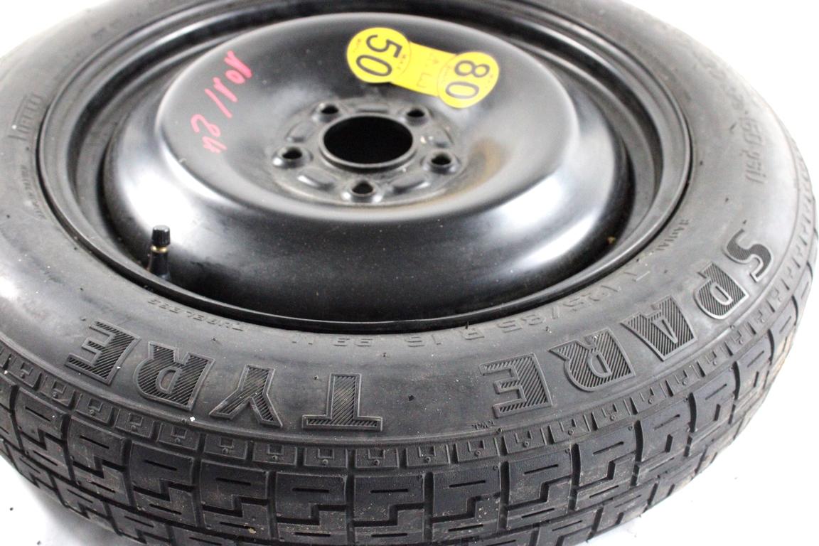 C2S41314 RUOTINO DI SCORTA PIRELLI T125/85 R16 99M JAGUAR X-TYPE 2.5 B 143KW 5M 5P (2006) RICAMBIO USATO CON CERCHIO IN FERRO DA 16 POLLICI 5 FORI 4,0BX16 ET 25 INTERASSE 5X108