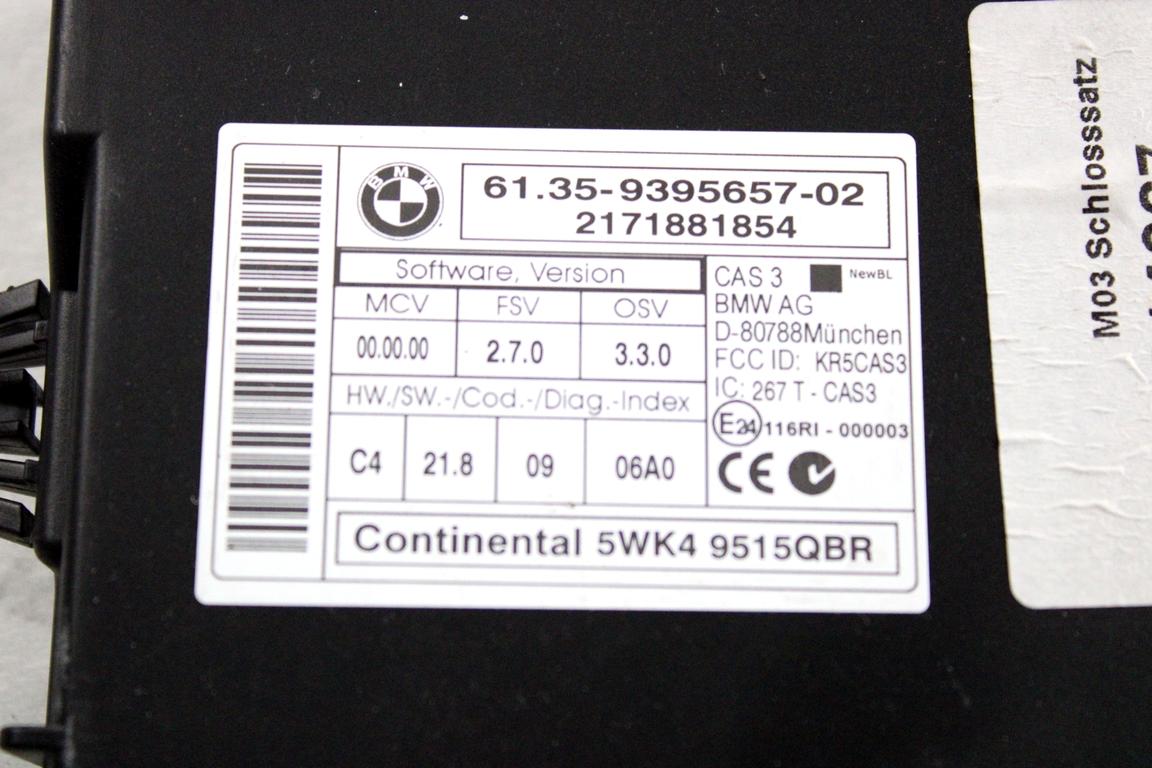 8510832 KIT ACCENSIONE AVVIAMENTO BMW SERIE 3 318 D E91 SW 2.0 D 105KW 6M 5P (2011) RICAMBIO USATO CON CENTRALINA MOTORE, BLOCCHETTI ACCENSIONE APERTURA CON DOPPIA CHIAVE 61359395657