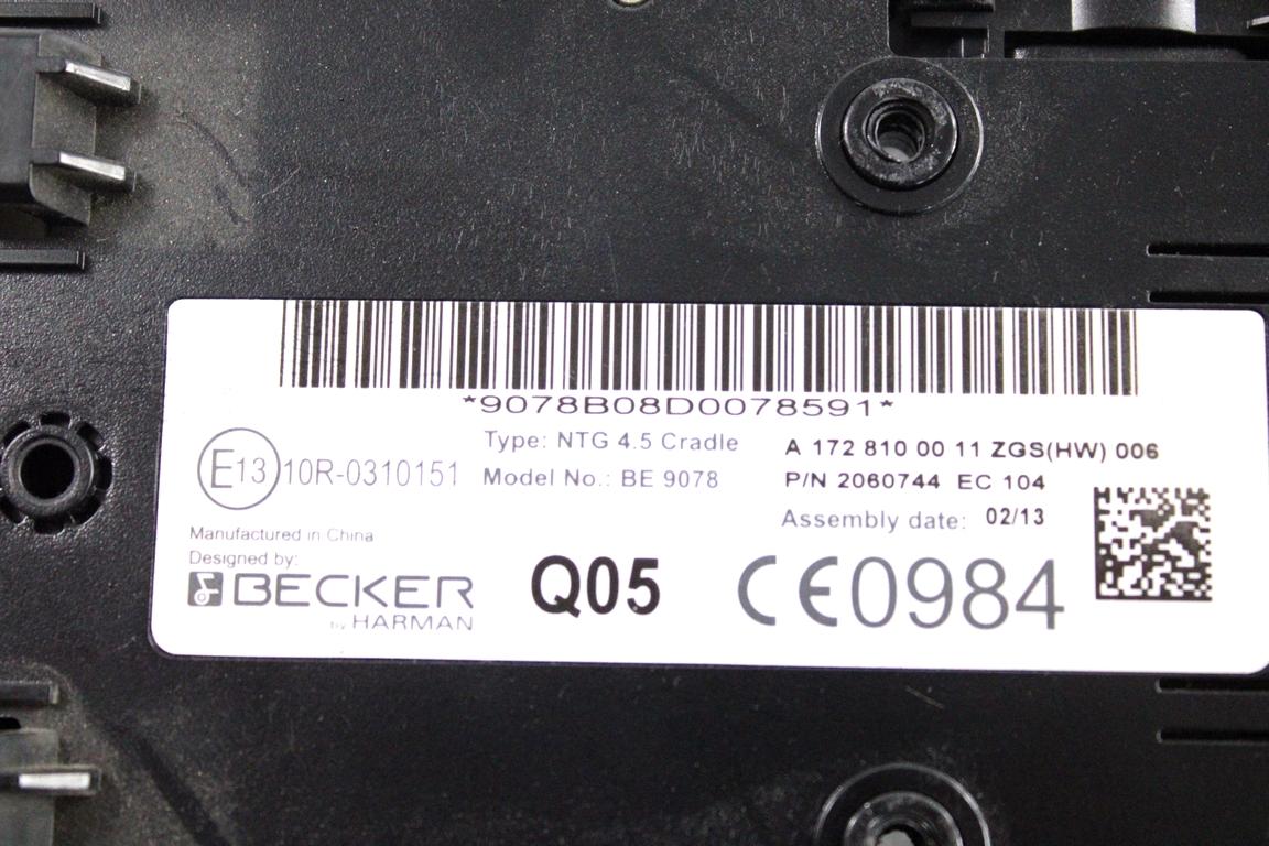 A1728100011 CENTRALINA LETTORE MAPPE GPS NAVIGATORE SATELLITARE BECKER MERCEDES CLASSE C 180 W204 SW 2.2 D 88KW AUT 5P (2013) RICAMBIO USATO