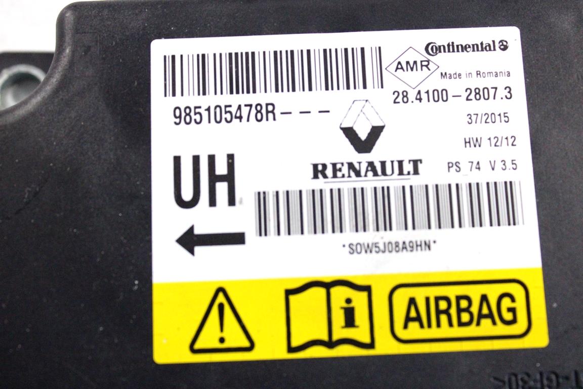 985105478R KIT AIRBAG RENAULT MEGANE 3 SW 1.5 D 70KW 6M 5P (2015) RICAMBIO USATO CON CENTRALINA AIRBAG, ARIABAG VOLANTE GUIDATORE, AIRBAG PASSEGGERO, CRUSCOTTO 985100007R 985153681R