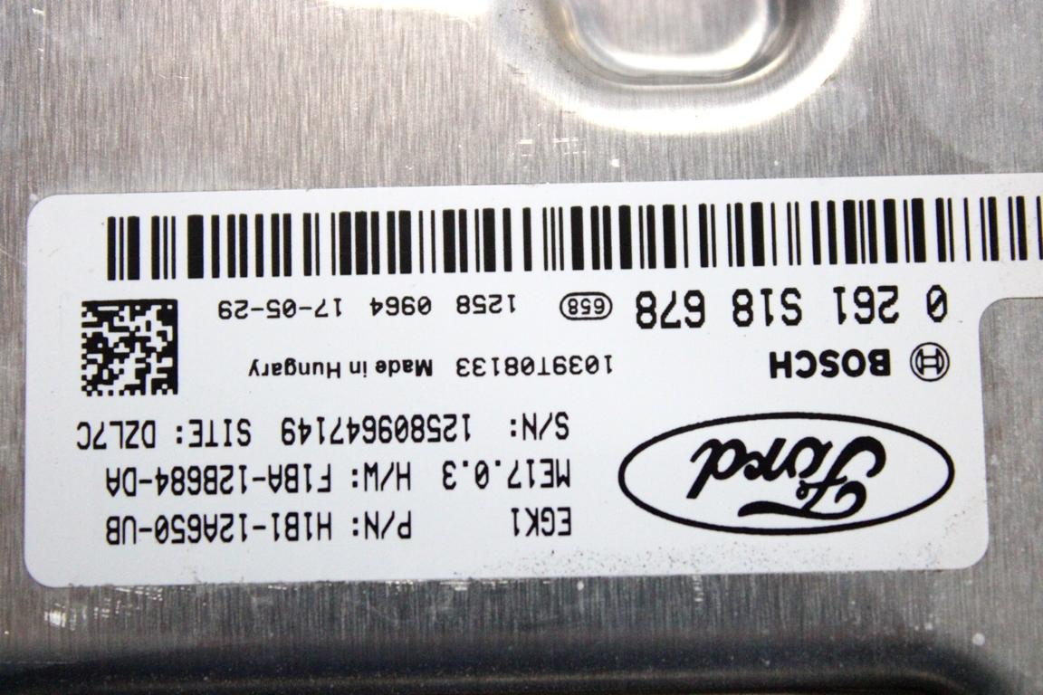 H1B1-12A650-UB KIT ACCENSIONE AVVIAMENTO FORD FIESTA 1.1 B 63KW 5M 5P (2017) RICAMBIO USATO CON CENTRALINA MOTORE, QUADRO STRUMENTI, BLOCCHETTI CON CHIAVE F1BA-12B684-DA 0261S18678 HU5T-15604-ECH H1BT-14D068-AF H1BC-3F880-AB H1BT-15607-AB H1BT-10849-BAJ