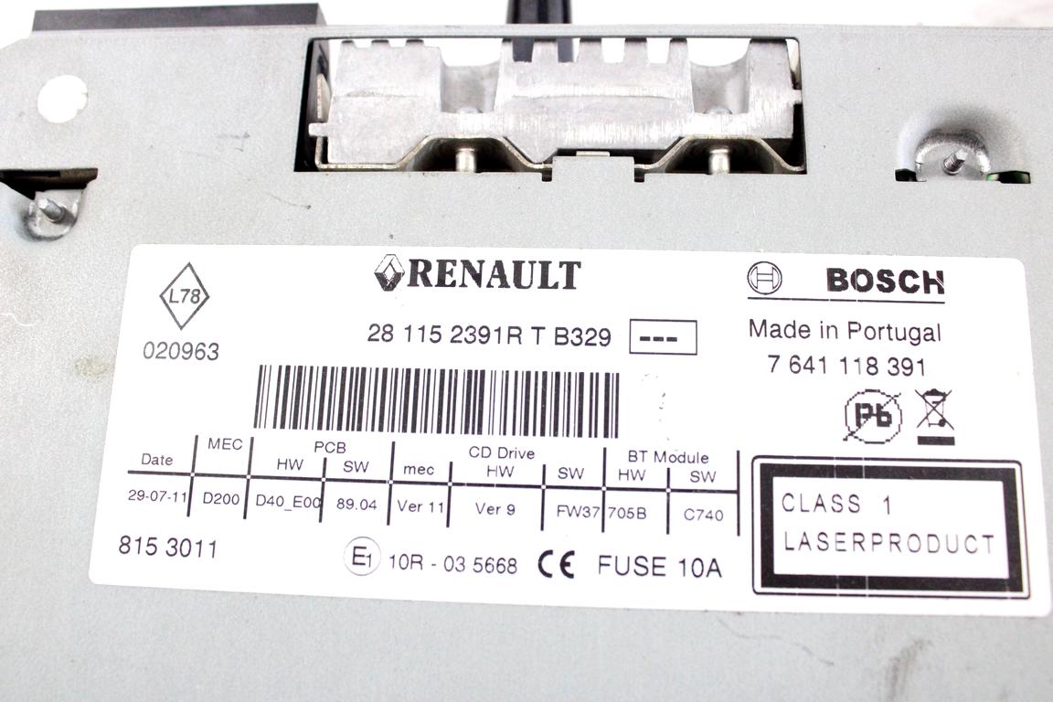 281152391R AUTORADIO RENAULT TWINGO 1.2 B 55KW 5M 3P (2011) RICAMBIO USATO (NON FORNIAMO CODICE CODICE AUTORADIO, MA SOLO NUMERO DI TELAIO VEICOLO)