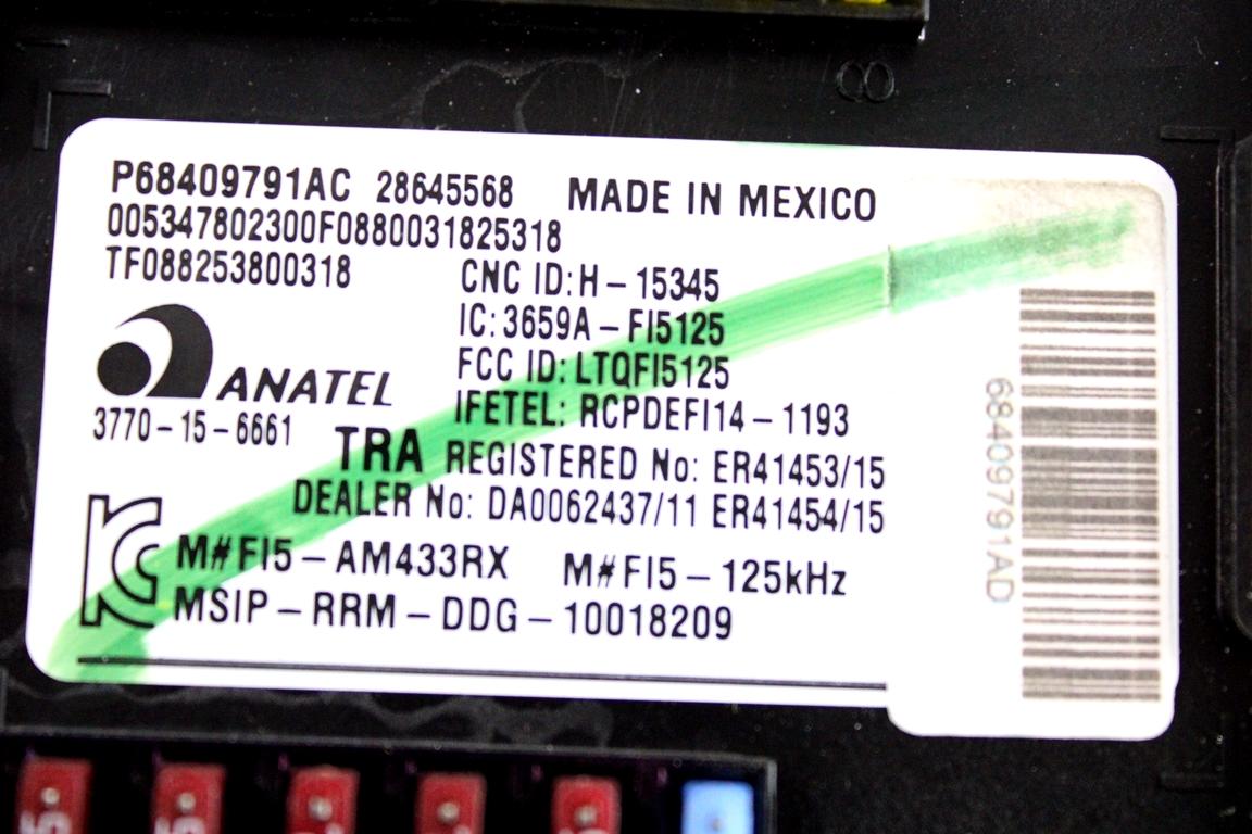 68412041AA KIT ACCENSIONE AVVIAMENTO JEEP COMPASS 2.0 D 4X4 103KW AUT 5P (2018) RICAMBIO USATO CON CENTRALINA MOTORE, BLOCCHETTO APERTURA CON CHIAVE 68409791AC 68411099AA 52088433