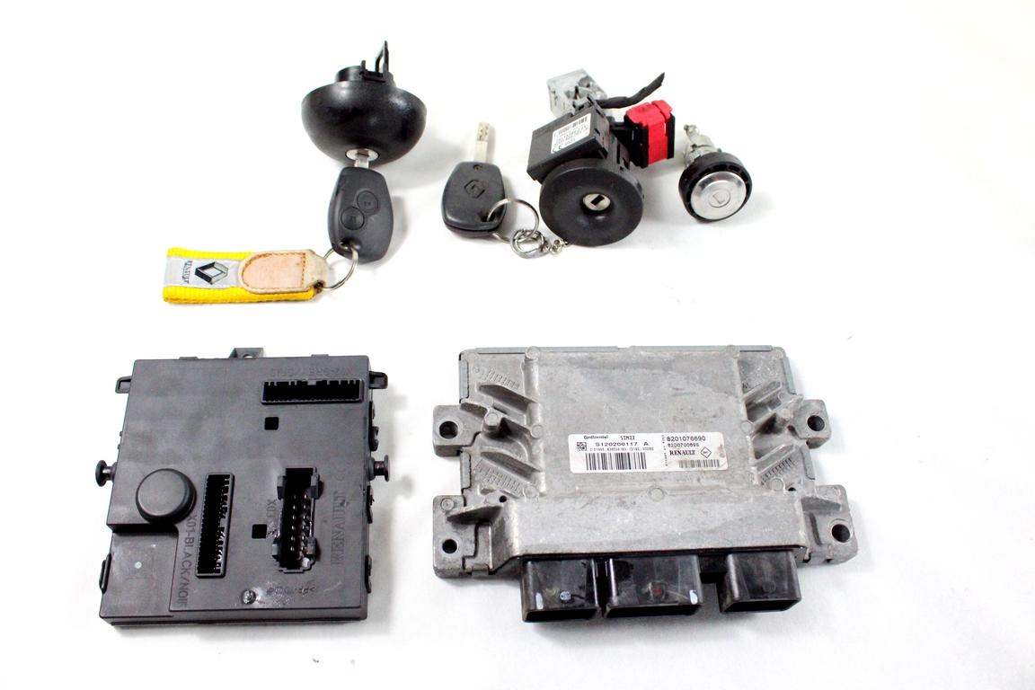 8201076690 KIT ACCENSIONE AVVIAMENTO RENAULT TWINGO 1.2 B 55KW 5M 3P (2013) RICAMBIO USATO CON CENTRALINA MOTORE, BLOCCHETTI ACCENSIONE CON CHIAVE 8201350220 8200405701