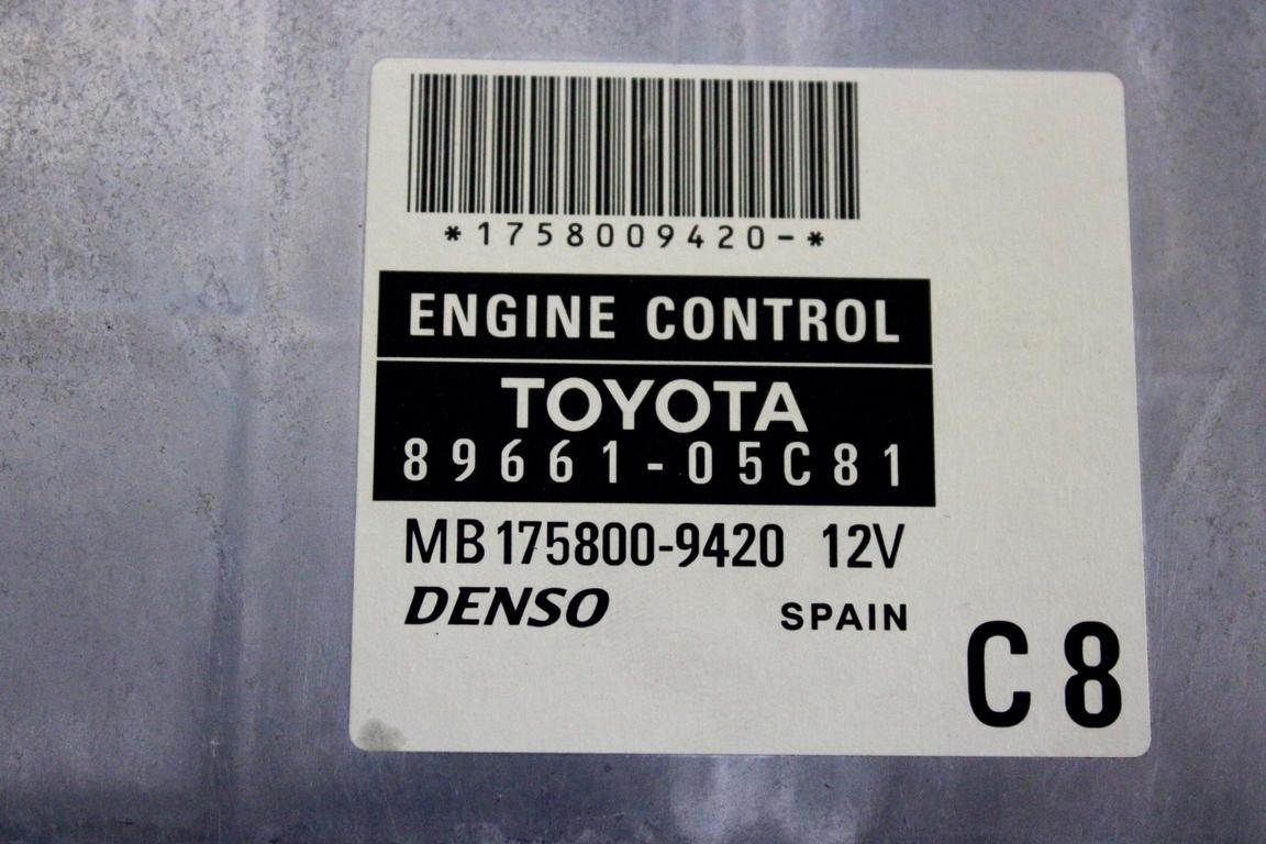 89661-05C81 KIT ACCENSIONE AVVIAMENTO TOYOTA AVENSIS SW 2.2 D 110KW 6M 5P (2008) RICAMBIO USATO CON CENTRALINA MOTORE, BLOCCHETTI ACCENSIONE APERTURA CON CHIAVE, IMMOBILIZER 82641-05020-A 89741-05070 89780-05040 