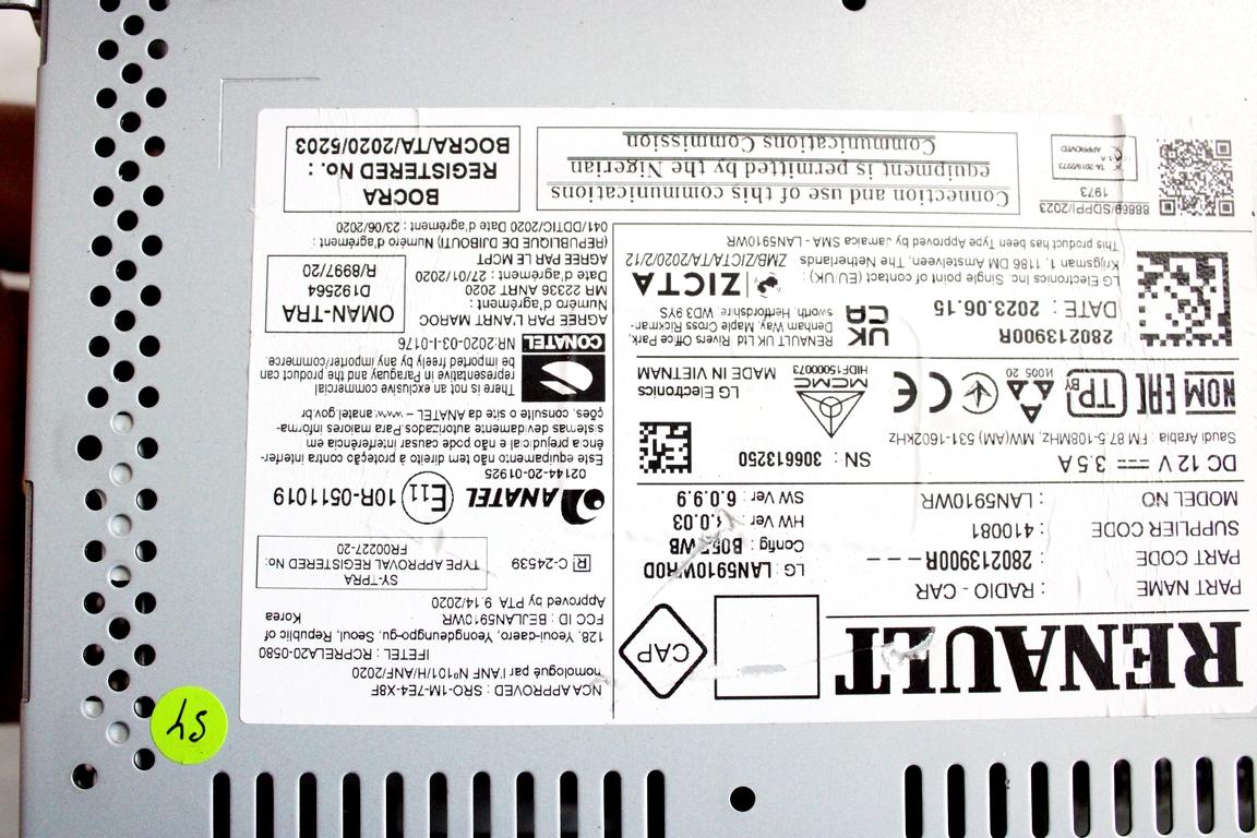 280213900R DISPLAY COMPUTER DI BORDO DACIA SANDERO 1.0 B 67KW AUT 5P (2023) RICAMBIO USATO