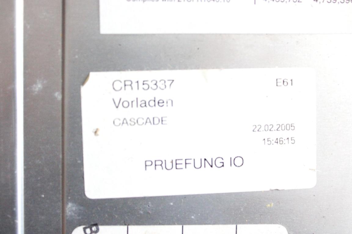 65836953773 AUTORADIO BMW SERIE 5 530 D E61 SW 3.0 D 160KW AUT 5P (2005) RICAMBIO USATO (NON FORNIAMO CODICE AUTORADIO, MA SOLO NUMERO DI TELAIO VEICOLO)