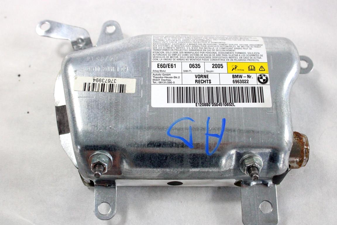 6963022 AIRBAG PORTA ANTERIORE DESTRA BMW SERIE 5 530 D E61 SW 3.0 D 160KW AUT 5P (2005) RICAMBIO USATO