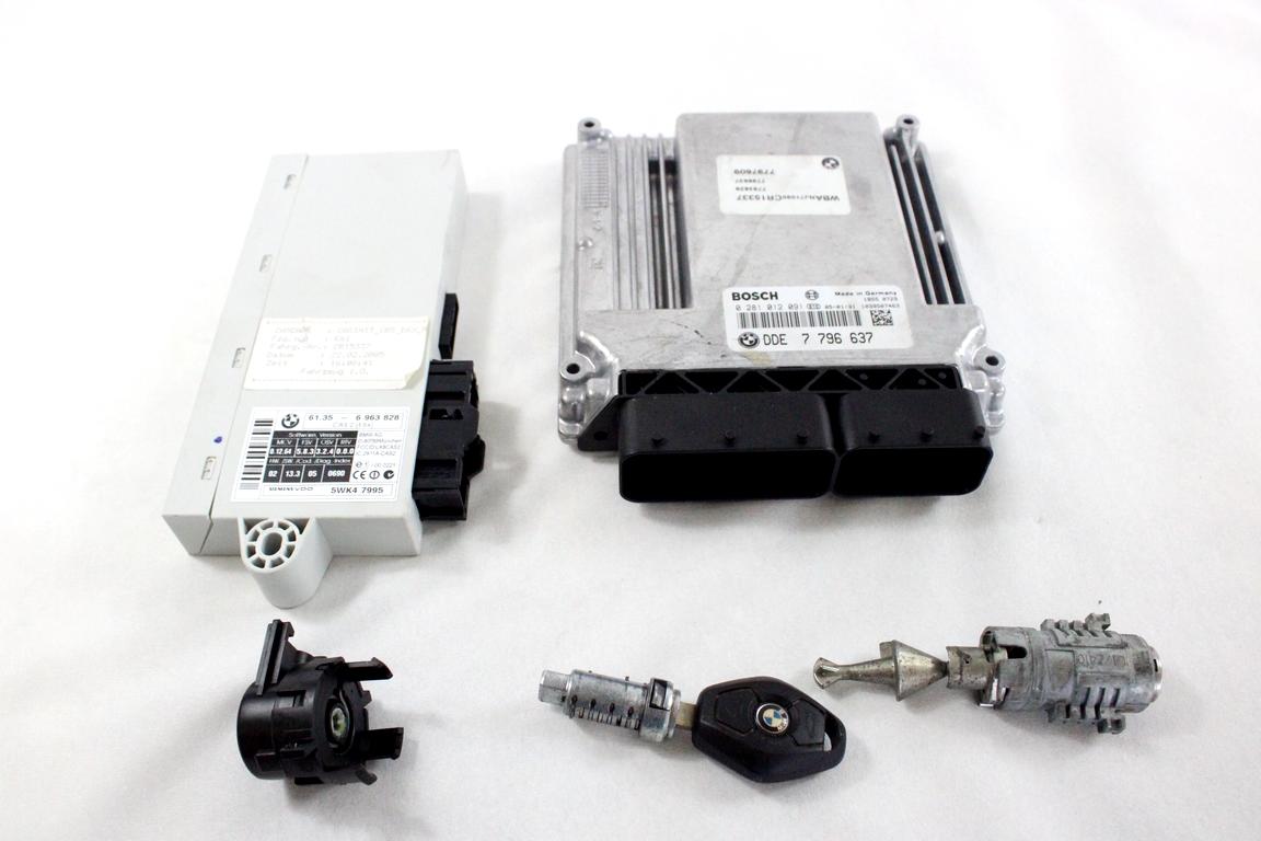 7796637 KIT ACCENSIONE AVVIAMENTO BMW SERIE 5 530 D E61 SW 3.0 D 160KW AUT 5P (2005) RICAMBIO USATO CON CENTRALINA INIEZIONE MOTORE, BLOCCHETTI ACCENSIONE APERTURA CON CHIAVE 0281012091 61356963828