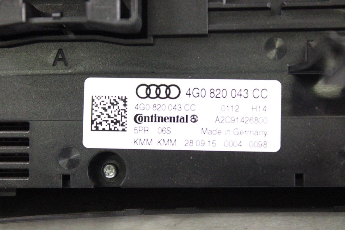 4G0820043CC CENTRALINA GRUPPO DI COMANDO CLIMATIZZATORE CLIMA A/C AUTOMATICO AUDI A6 C7 2.0 D 140KW AUT 4P (2015) RICAMBIO USATO