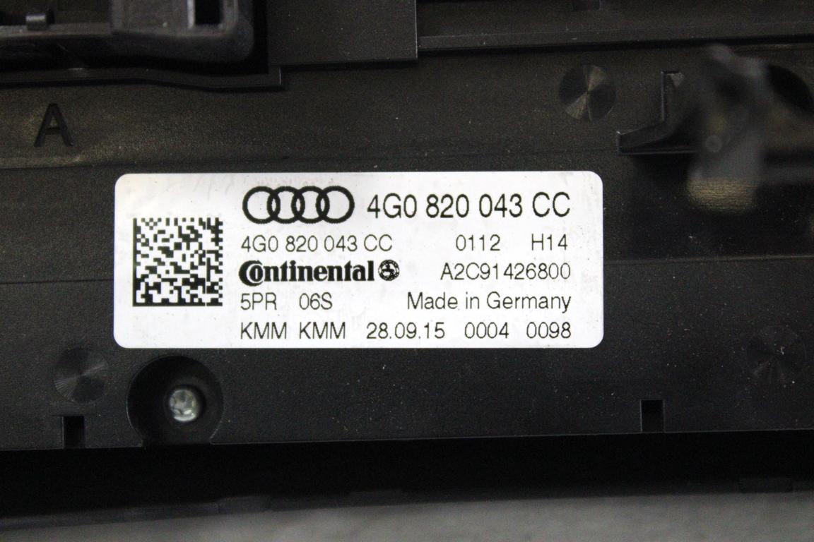 4G0820043CC CENTRALINA GRUPPO DI COMANDO CLIMATIZZATORE CLIMA A/C AUTOMATICO AUDI A6 C7 2.0 D 140KW AUT 4P (2015) RICAMBIO USATO