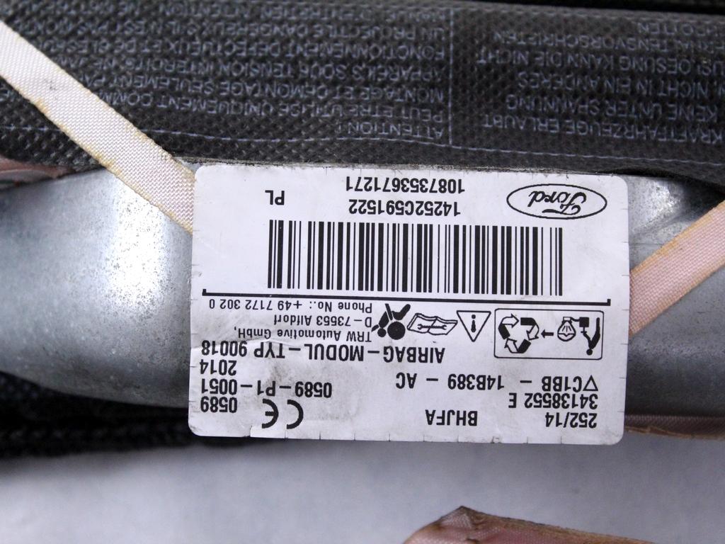 C1BB-14B389-AC AIRBAG LATERALE A TENDINA LATO DESTRO FORD FIESTA 1.5 D 55KW 5M 5P (2014) RICAMBIO USATO