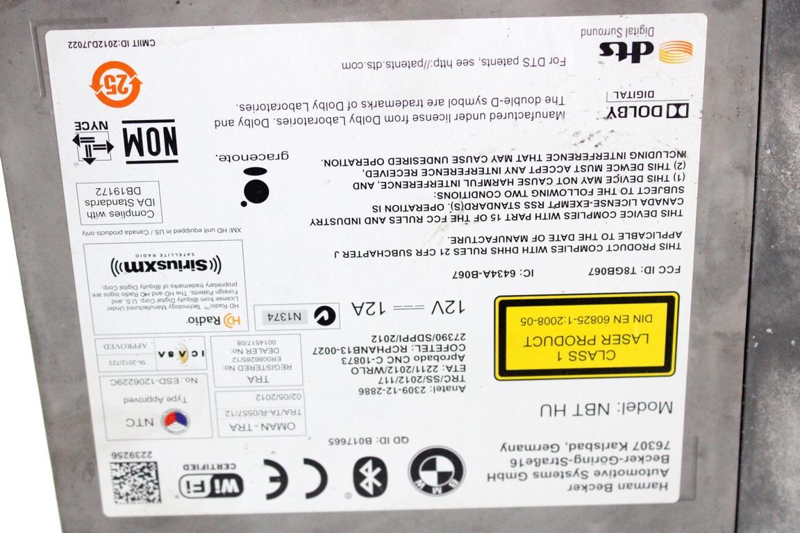 65126826783 AUTORADIO CON SISTEMA DI NAVIGAZIONE SATELLITARE BMW SERIE 5 525XD SW F11 2.0 D 160KW 4X4 AUT 5P (2016) RICAMBIO USATO (NON FORNIAMO CODICE AUTORADIO, MA SOLO NUMERO DI TELAIO VEICOLO)