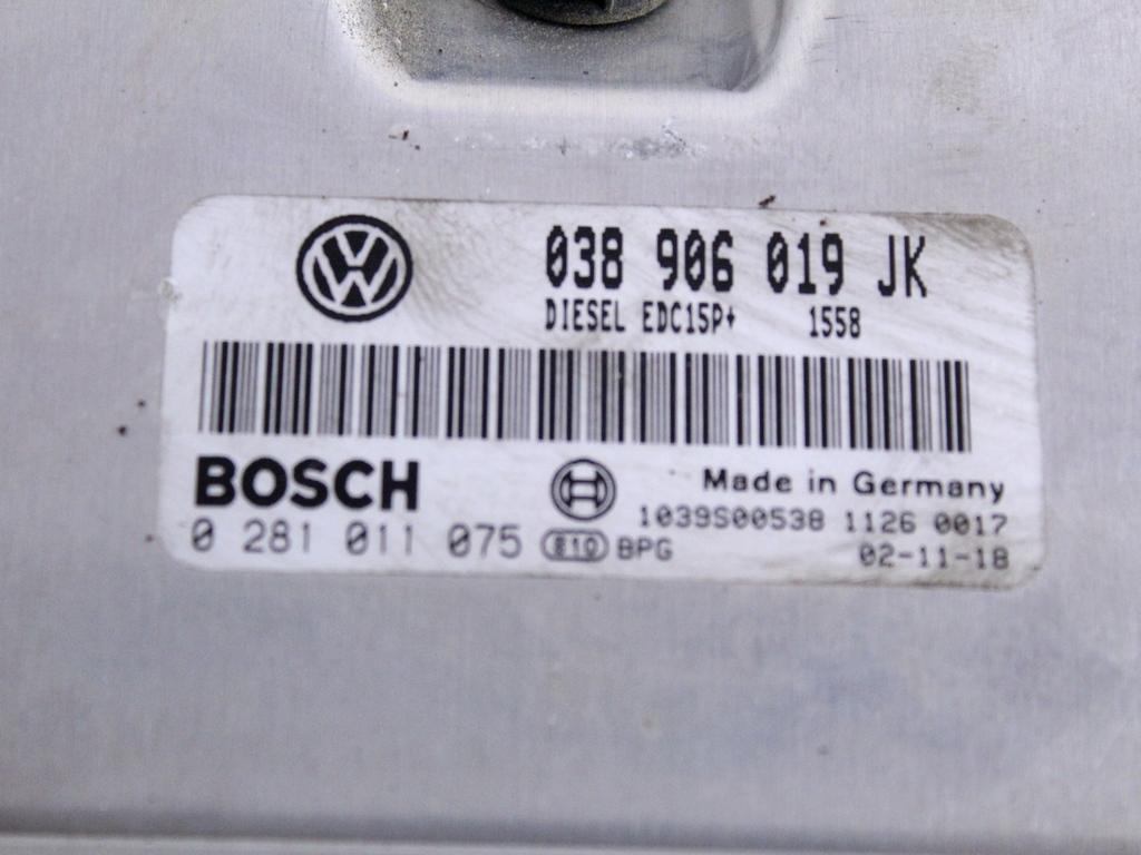 038906019JK KIT ACCENSIONE AVVIAMENTO VOLKSWAGEN POLO 1.9 D 74KW 5M 5P (2003) RICAMBIO USATO CON CENTRALINA MOTORE, QUADRO STRUMENTI, CENTRALINA BODY COMPUTER, BLOCCHETTI ACCENSIONE APERTURA CON DOPPIA CHIAVE 6Q1937049C 4B0905851G 6Q0920821E