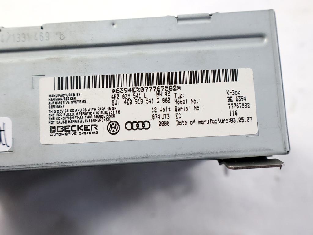 4F0035541L CENTRALINA AUTORADIO AUDI A6 SW 3.0 D 4X4 171KW AUT 5P (2007) RICAMBIO USATO