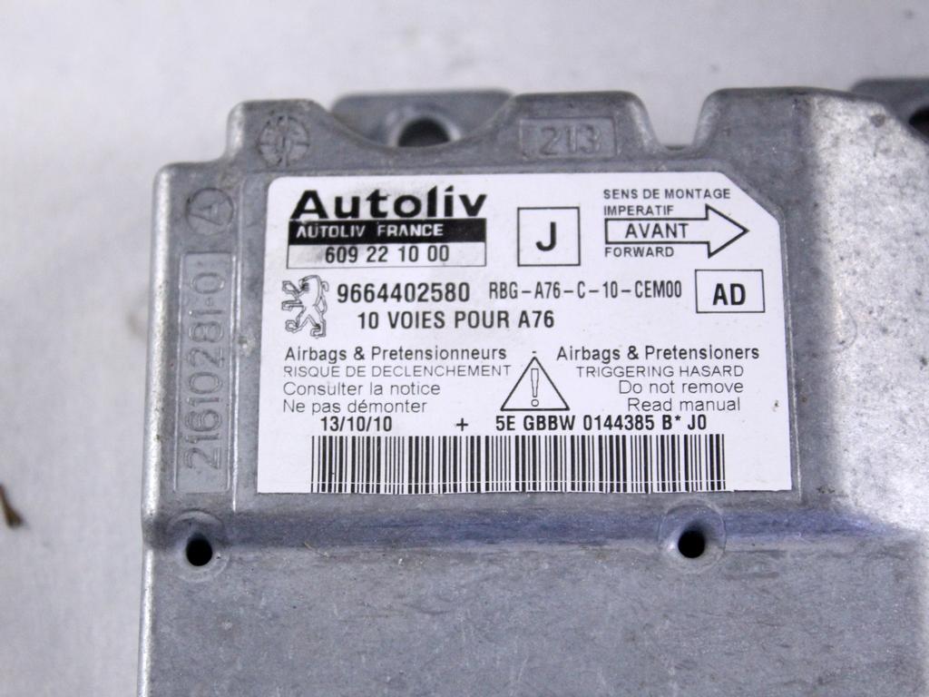 9664402580 KIT AIRBAG PEUGEOT 207 CC 1.6 B 88KW 6M 2P (2010) RICAMBIO USATO CON CENTRALINA AIRBAG, AIRBAG VOLANTE, PRETENSIONATORI CINTURE DI SICUREZZA, CRUSCOTTO 8216LL 8975W9 8975W8 4112JA