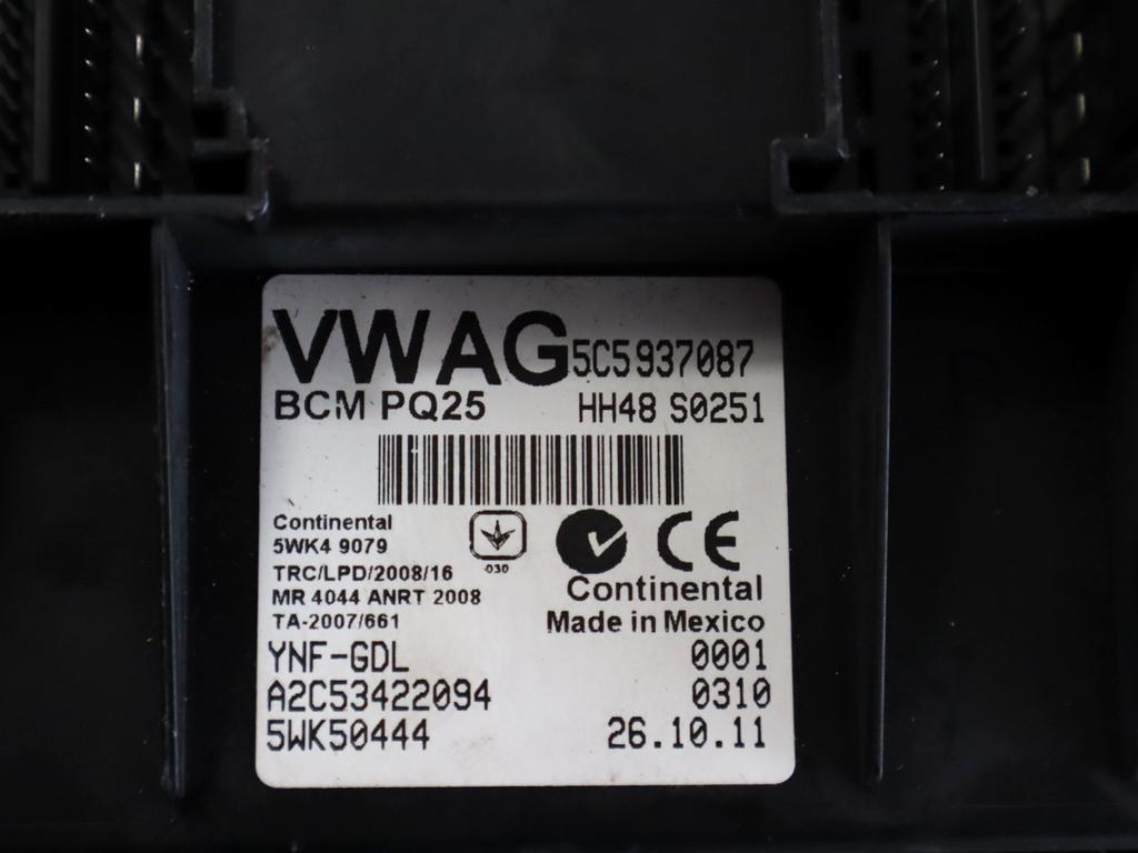 03C906027BJ KIT ACCENSIONE AVVIAMENTO VOLKSWAGEN MAGGIOLINO 1.4 B 118KW 6M 3P (2014) RICAMBIO USATO CON CENTRALINA MOTORE, QUADRO STRUMENTI, CENTRALINA BODY COMPUTER, BLOCCHETTI ACCENSIONE APERTURA CON DOPPIA CHIAVE 5C5937087 5C5920870