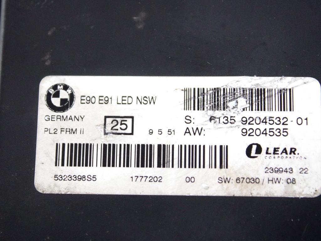 61359204532 CENTRALINA MODULO LUCI BMW SERIE 3 E90 R 318 I  2.0 B 105KW AUT 4P (2008) RICAMBIO USATO