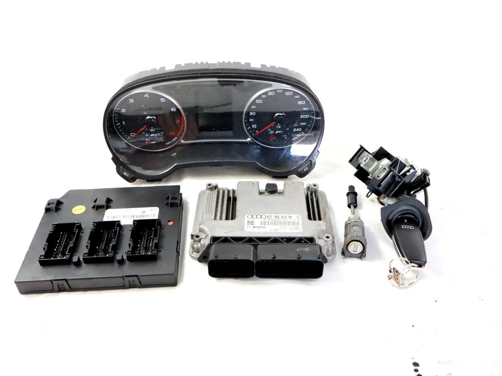 03C906016BH KIT ACCENSIONE AVVIAMENTO AUDI A1 1.4 B 90KW AUT 3P (2011) RICAMBIO USATO CON CENTRALINA MOTORE, QUADRO STRUMENTI, BLOCCHETTI ACCENSIONE APERTURA CON CHIAVE 0261S06191 8X0907063A 5K0905865 8X0920930