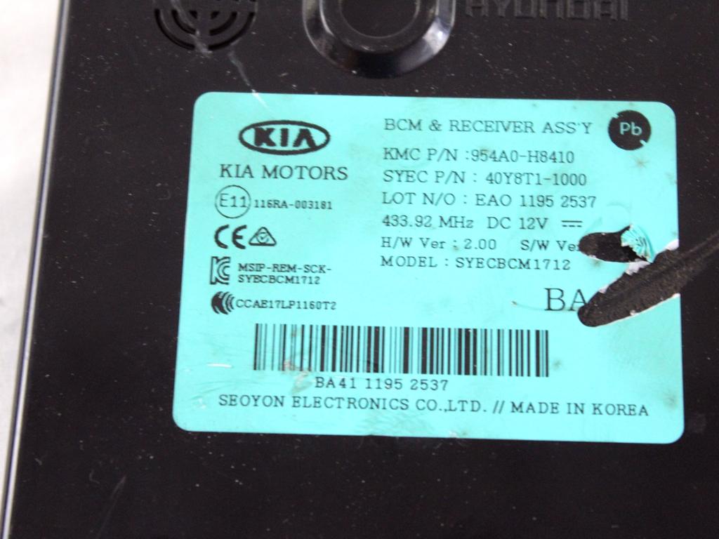 39117-03415 KIT ACCENSIONE AVVIAMENTO KIA RIO 1.2 B 62KW 5M 5P (2019) RICAMBIO USATO CON CENTRALINA MOTORE, BLOCCHETTI ACCENSIONE APERTURA CON CHIAVE 954A0-H8410 95300-H8000 91950-H8570