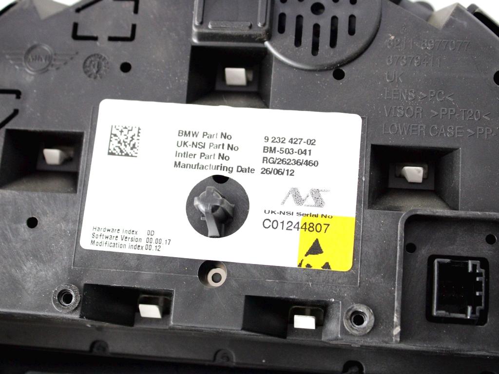 9232427 QUADRO STRUMENTI CDONTACHILOMETRI MINI ONE D R56 1.6 D 66KW 6M 3P (2012) RICAMBIO USATO