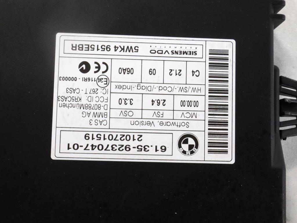 8510829 KIT ACCENSIONE AVVIAMENTO BMW SERIE 3 320D E90 2.0 D 135KW AUT 5P (2010) RICAMBIO USATO CON CENTRALINA MOTORE, BLOCCHETTI ACCENSIONE APERTURA CON DOPPIA CHIAVE 0281017024 61359237047 6954719