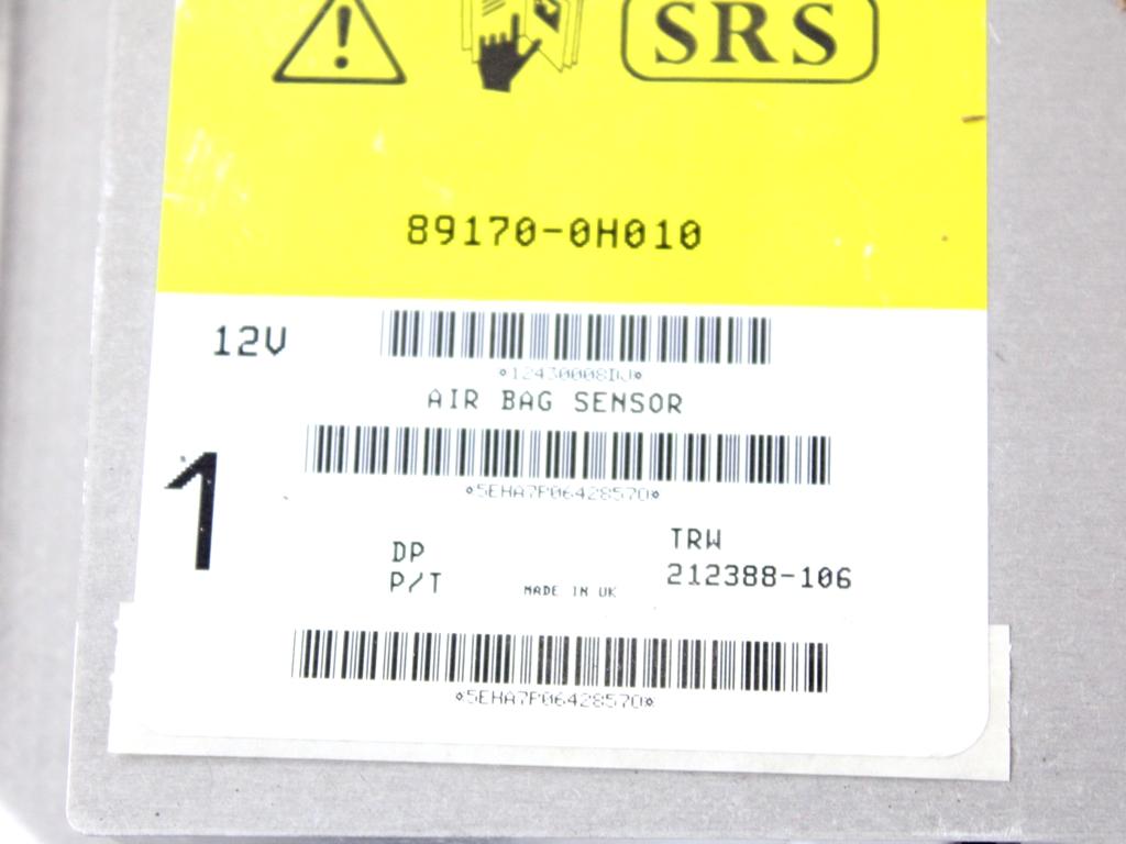 89170-0H010 KIT AIRBAG CITROEN C1 1.0 B 50KW 5M 5P (2013) RICAMBIO USATO CON PRETENSIONATORI CINTURE DI SICUREZZA, CENTRALINA AIRBAG, AIRBAG VOLANTE GUIDATORE, AIRBAG PASSEGGERO 16083643ZD 8216JW