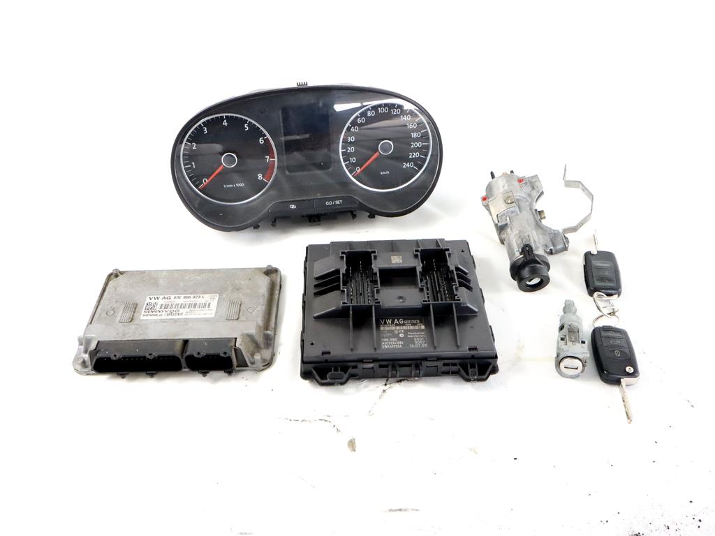 03E906023L KIT ACCENSIONE AVVIAMENTO VOLKSWAGEN POLO 1.2 B 51KW 5M 5P (2009) RICAMBIO USATO CON CENTRALINA MOTORE, QUADRO STRUMENTI, BLOCCHETTI ACCENSIONE APERTURA CON DOPPIA CHIAVE 6R0937087B 4B0905851Q 6R0920860B