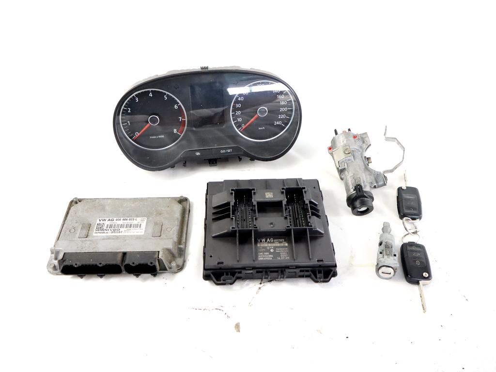 03E906023L KIT ACCENSIONE AVVIAMENTO VOLKSWAGEN POLO 1.2 B 51KW 5M 5P (2009) RICAMBIO USATO CON CENTRALINA MOTORE, QUADRO STRUMENTI, BLOCCHETTI ACCENSIONE APERTURA CON DOPPIA CHIAVE 6R0937087B 4B0905851Q 6R0920860B