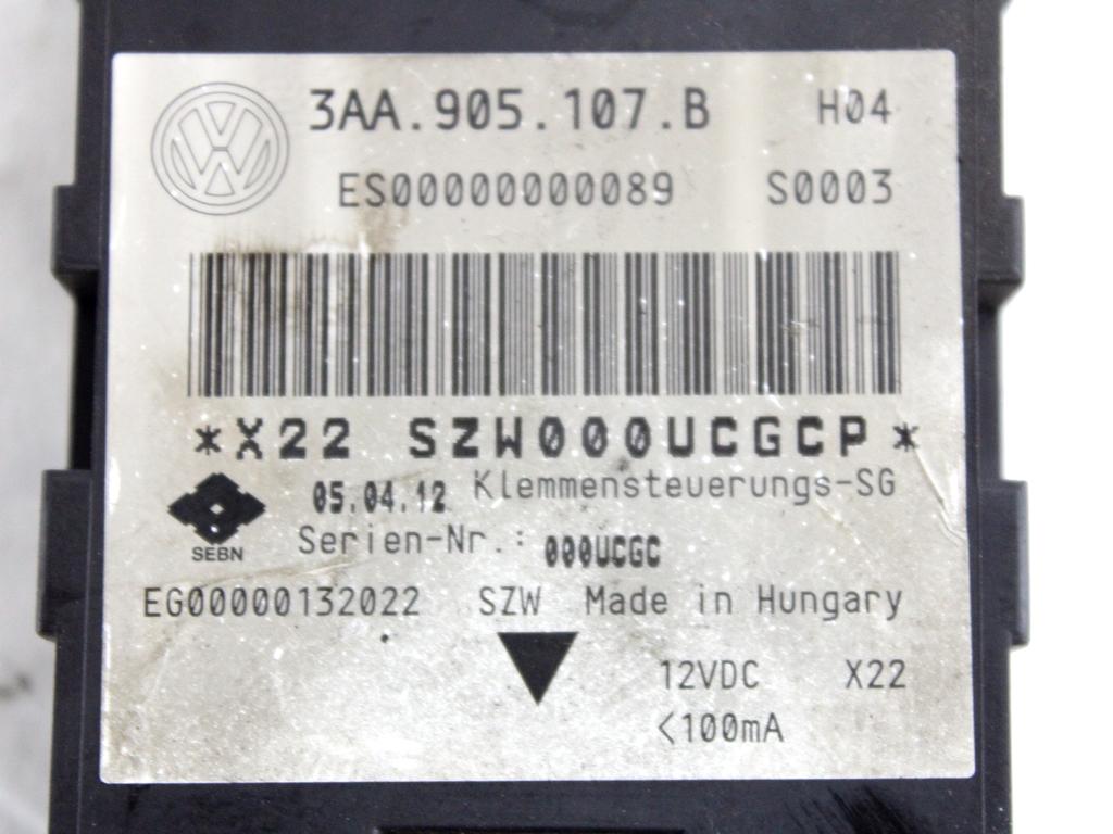 3AA905107B CENTRALINA MODULO STABILIZZATORE DI TENSIONE START E STOP VOLKSWAGEN PASSAT 1.4 M 110KW AUT 5P (2012) RICAMBIO USATO