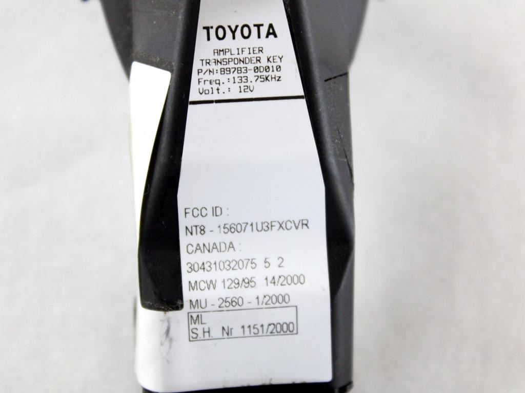 89783-0D010 CENTRALINA IMMOBILIZER TOYOTA YARIS 1.0 B 48KW 5M 3P (2003) RICAMBIO USATO